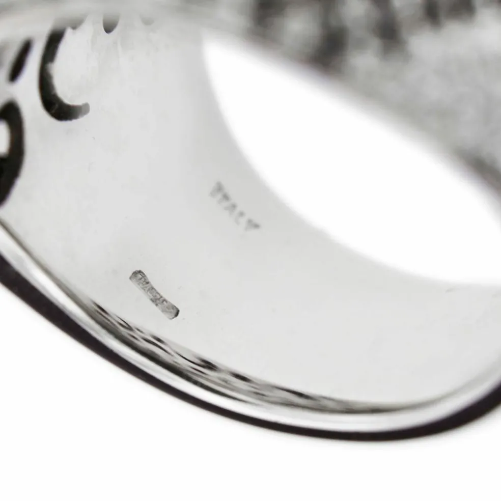 Bague bandeau diamants noirs et blancs