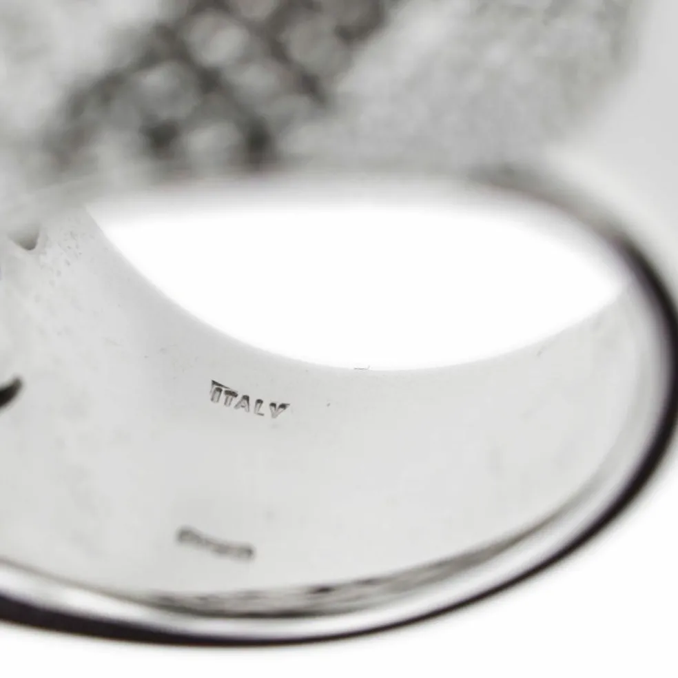 Bague bandeau diamants noirs et blancs