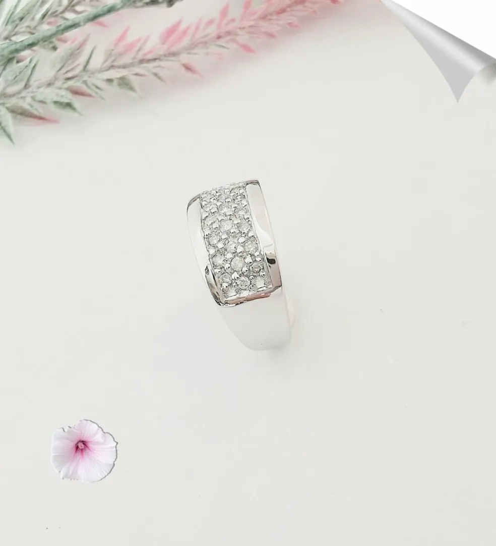 Bague Bandeau Diamants Or Blanc