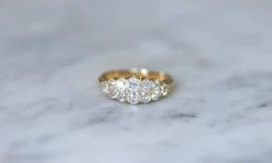 Bague Bandeau Double Ligne Diamants Taille Ancienne