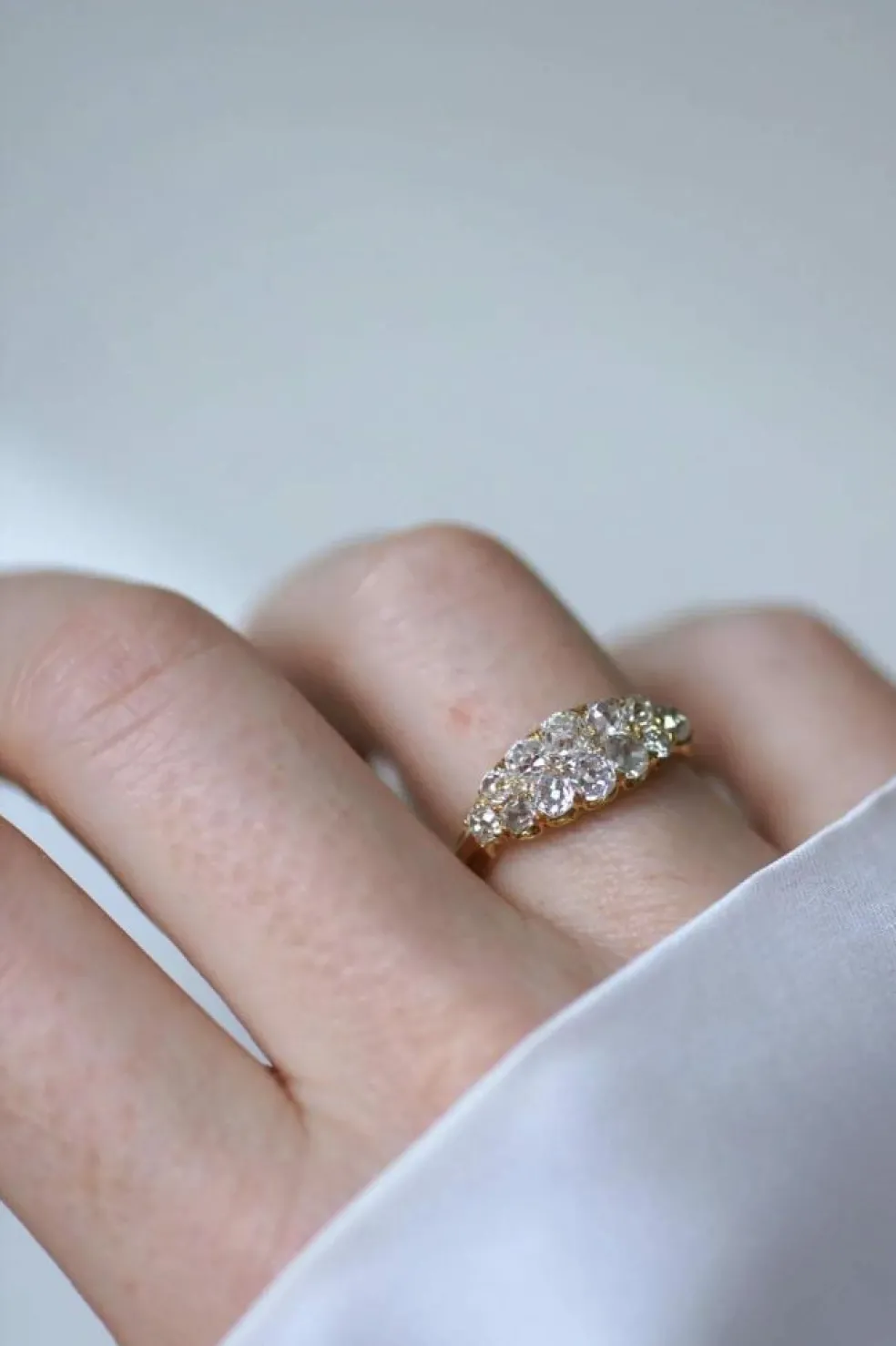 Bague Bandeau Double Ligne Diamants Taille Ancienne