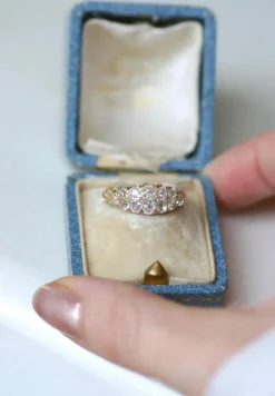 Bague Bandeau Double Ligne Diamants Taille Ancienne