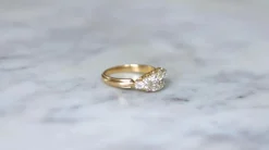 Bague Bandeau Double Ligne Diamants Taille Ancienne
