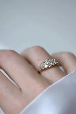 Bague Bandeau Double Ligne Diamants Taille Ancienne