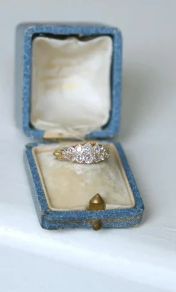 Bague Bandeau Double Ligne Diamants Taille Ancienne