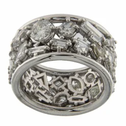 Bague bandeau en or blanc et diamants