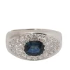 Bague Bandeau En Or Blanc, Saphir Et Diamants