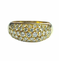 bague bandeau en or jaune et diamants