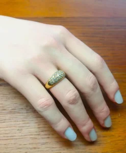 bague bandeau en or jaune et diamants