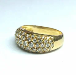 bague bandeau en or jaune et diamants