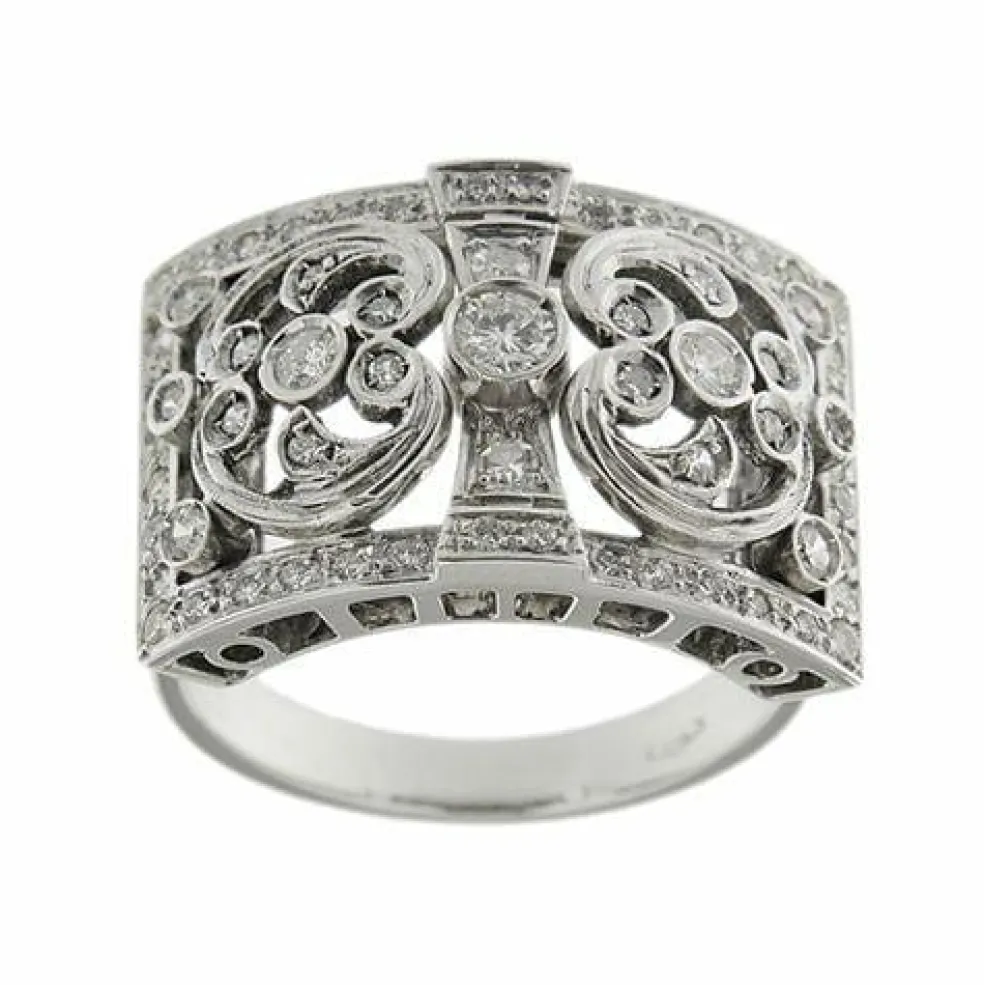 Bague bandeau or blanc diamants
