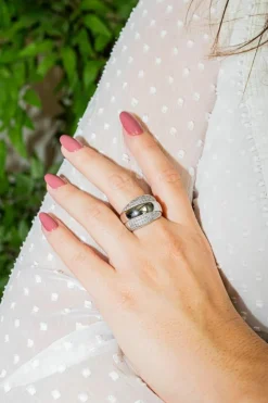 Bague Bandeau Or blanc Diamant