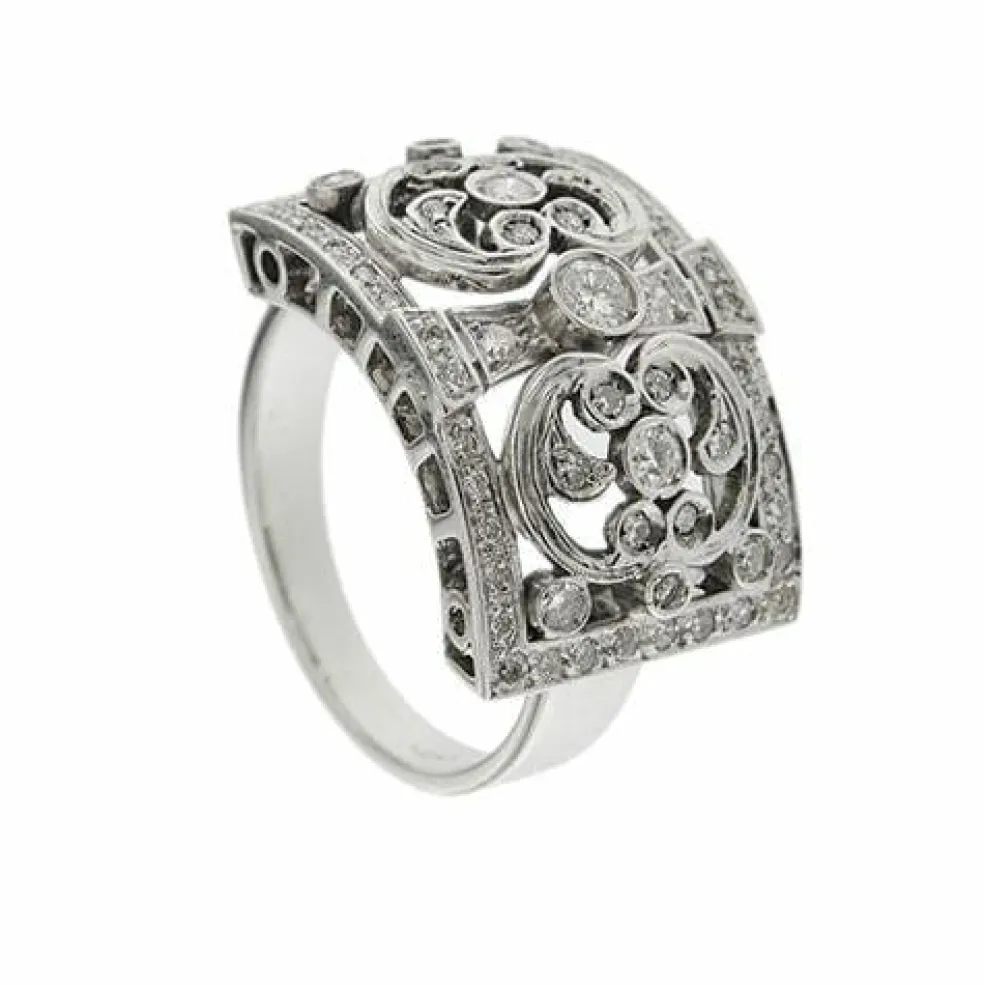 Bague bandeau or blanc diamants