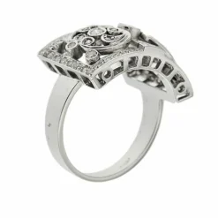 Bague bandeau or blanc diamants