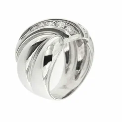 Bague bandeau or blanc diamants