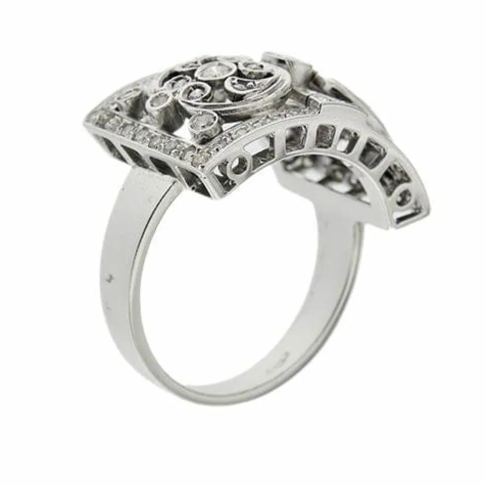Bague bandeau or blanc diamants
