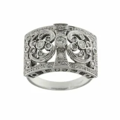 Bague bandeau or blanc diamants