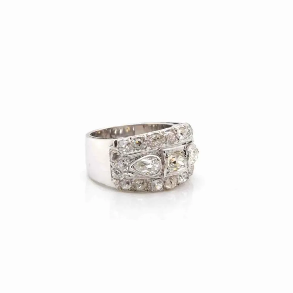 Bague bandeau Or blanc Diamants