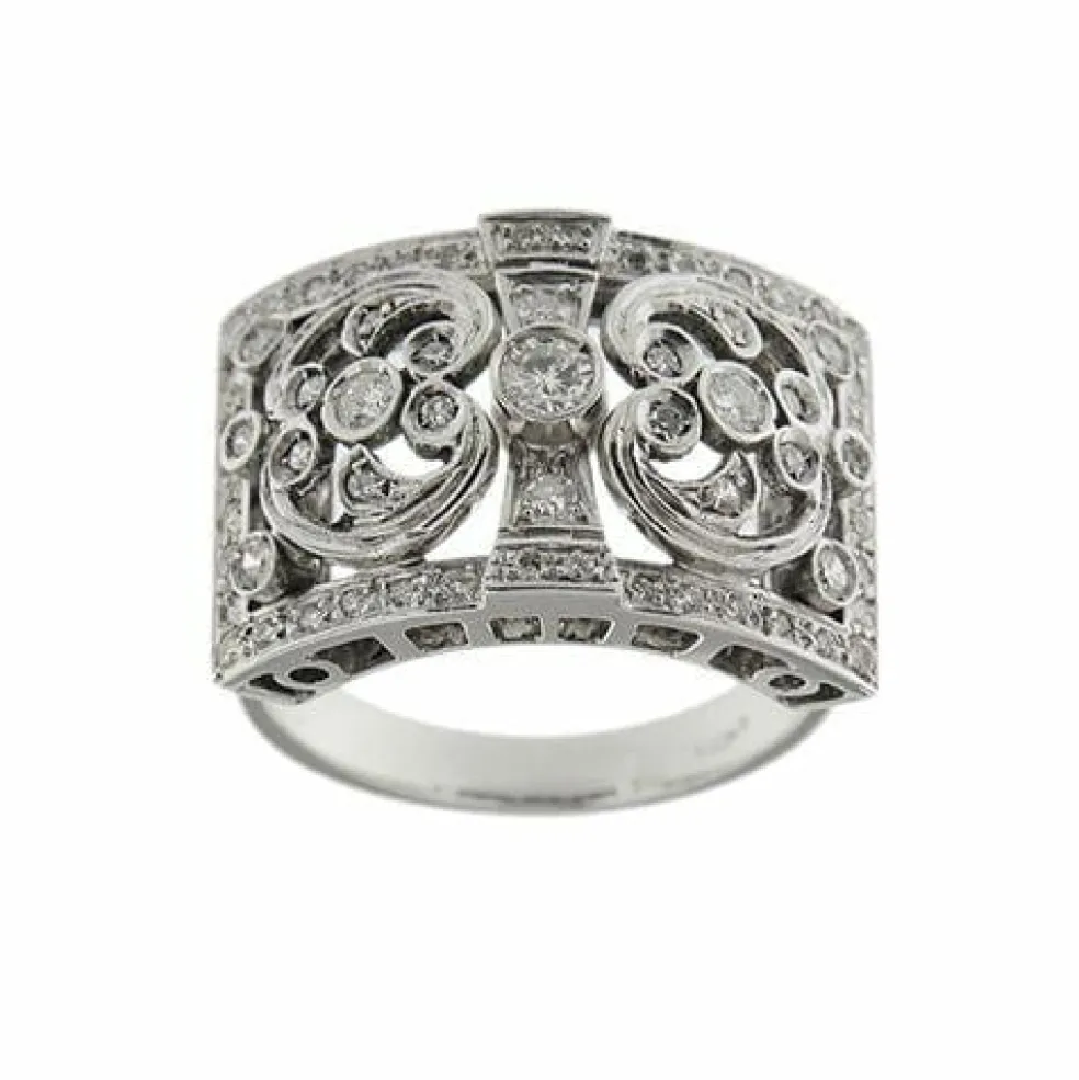 Bague bandeau or blanc diamants