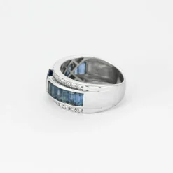 Bague bandeau or blanc et saphir
