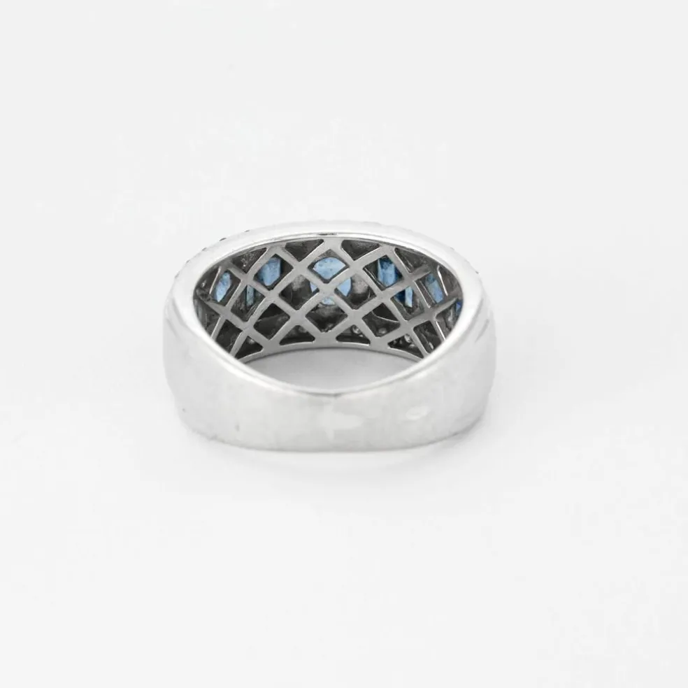Bague bandeau or blanc et saphir
