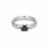 Bague bandeau or blanc, saphir et diamants