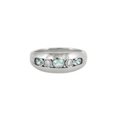 Bague bandeau Or gris Aigues-marines Diamants