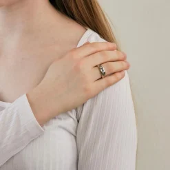 Bague bandeau Or gris Aigues-marines Diamants