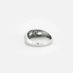 Bague bandeau Or gris Aigues-marines Diamants
