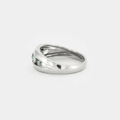 Bague bandeau Or gris Aigues-marines Diamants