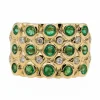 Bague Bandeau Or jaune Emeraude