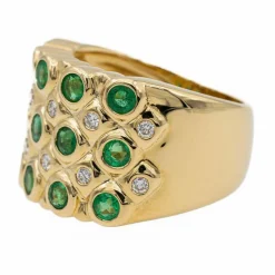 Bague Bandeau Or jaune Emeraude