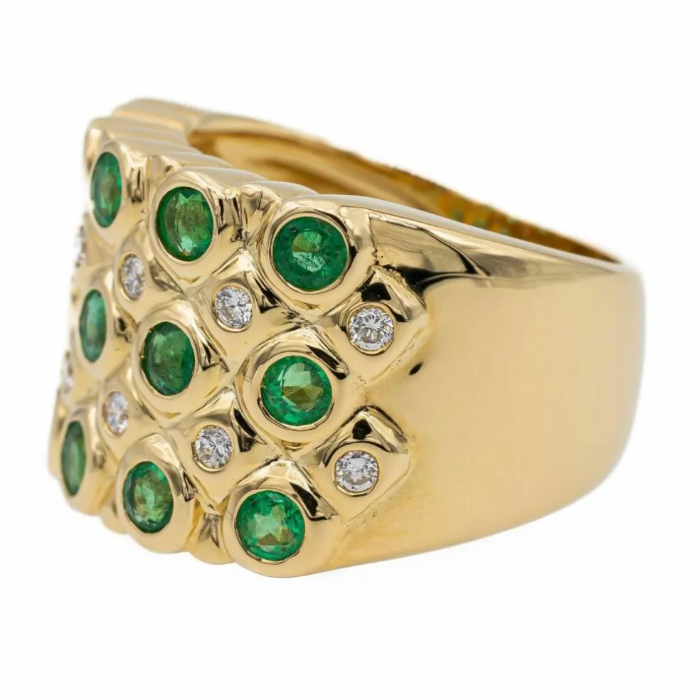Bague Bandeau Or jaune Emeraude