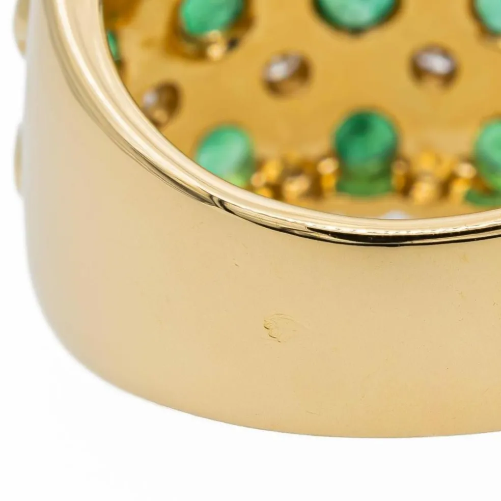 Bague Bandeau Or jaune Emeraude
