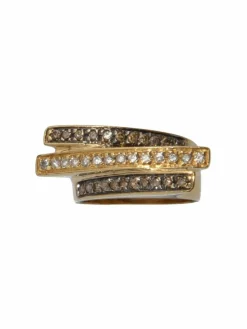 Bague bandeau or jaune et diamants cognac