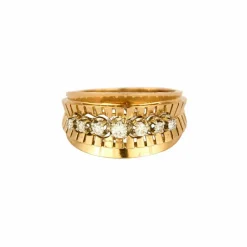 Bague bandeau or jaune et diamants