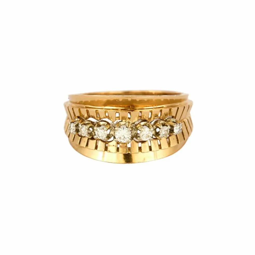 Bague bandeau or jaune et diamants