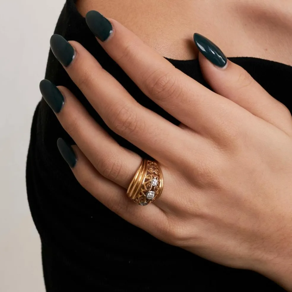 Bague Bandeau or Jaune et Diamants