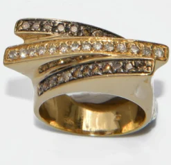 Bague bandeau or jaune et diamants cognac
