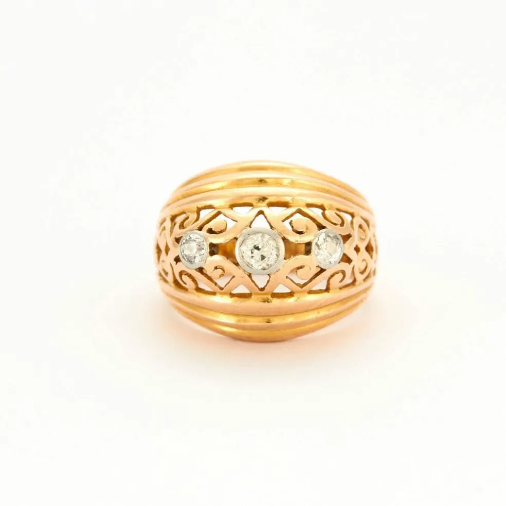 Bague Bandeau or Jaune et Diamants