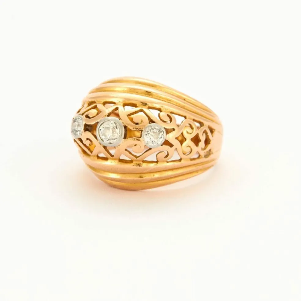 Bague Bandeau or Jaune et Diamants