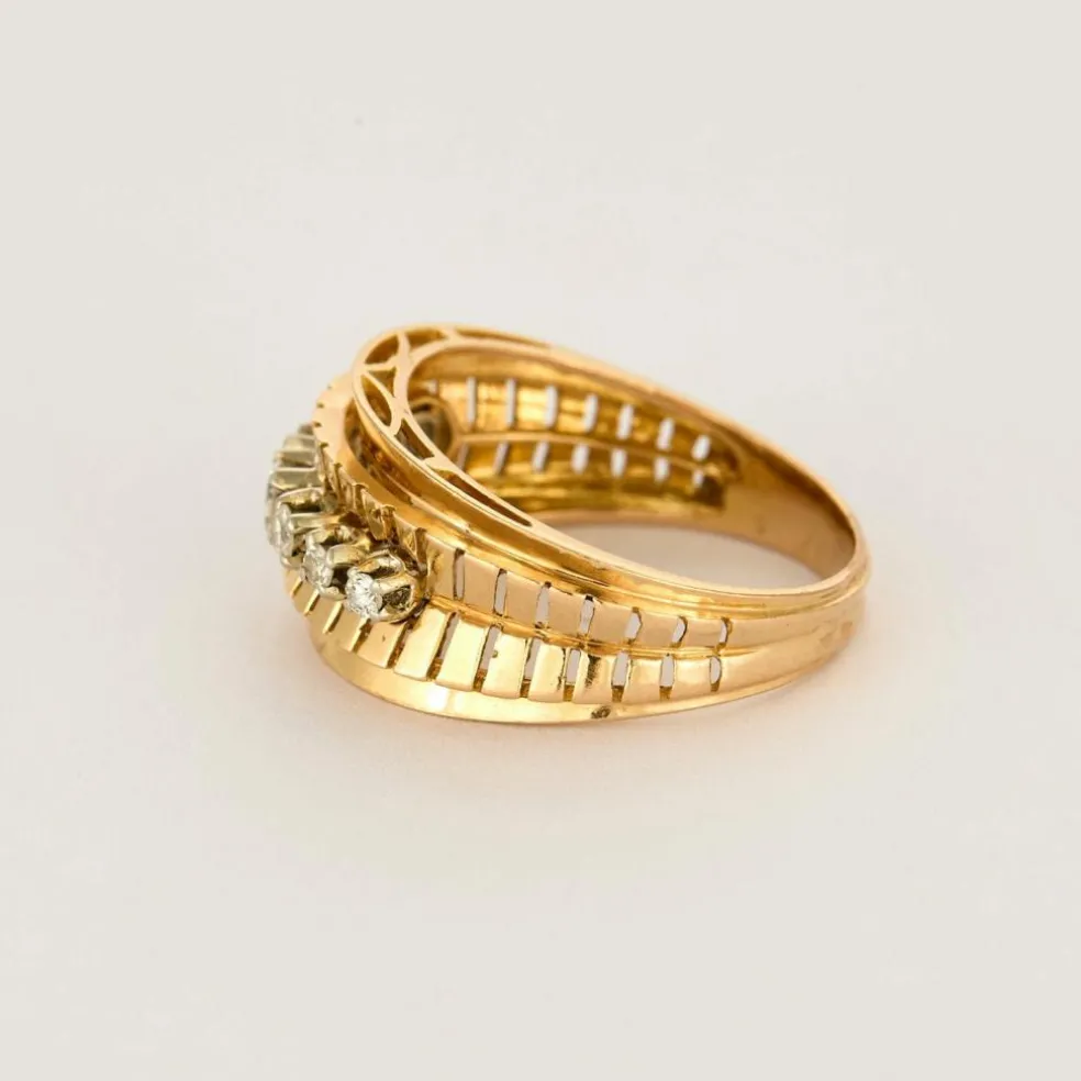 Bague bandeau or jaune et diamants