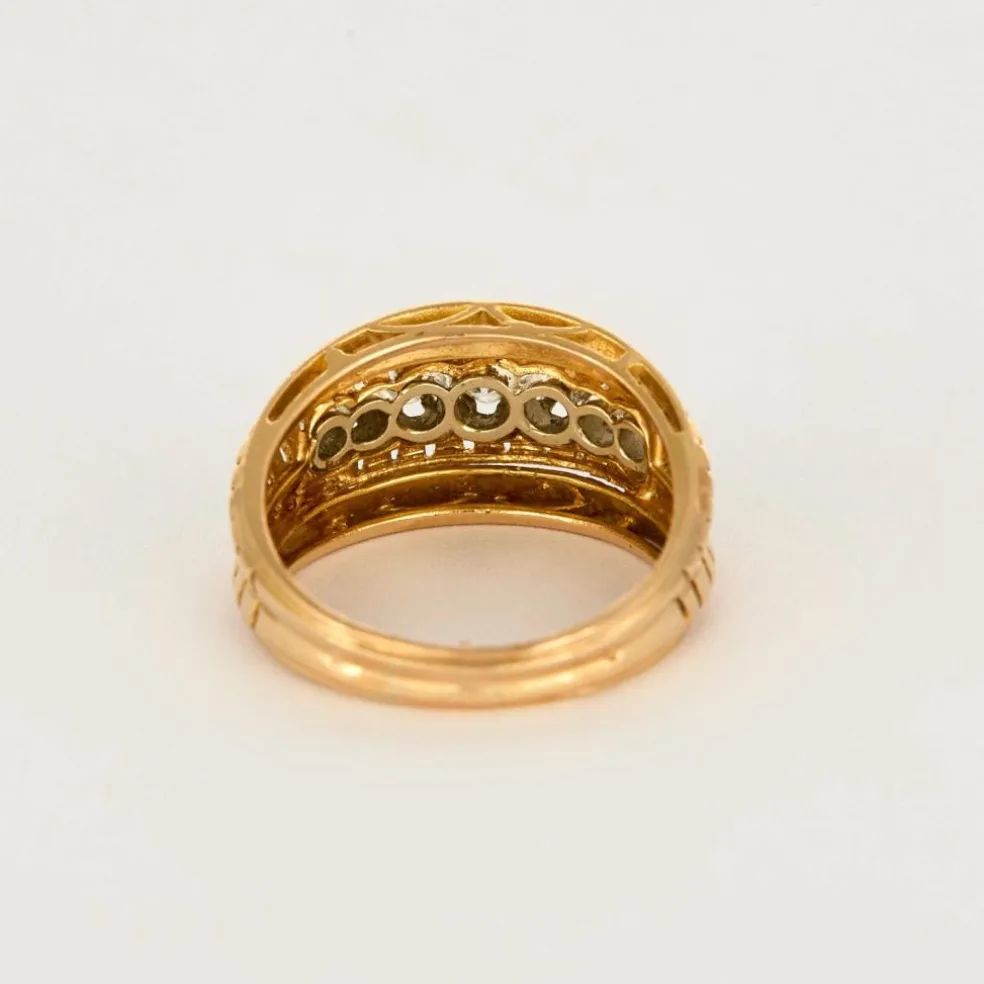 Bague bandeau or jaune et diamants