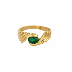 Bague bandeau or jaune, émeraude