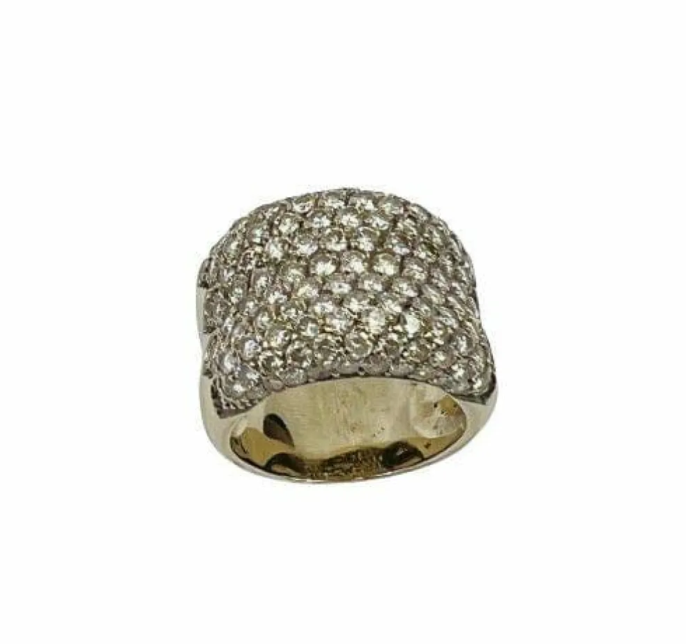 Bague Bandeau Or jaune Pavage Diamants