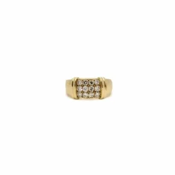 Bague bandeau or jaune pavage diamants