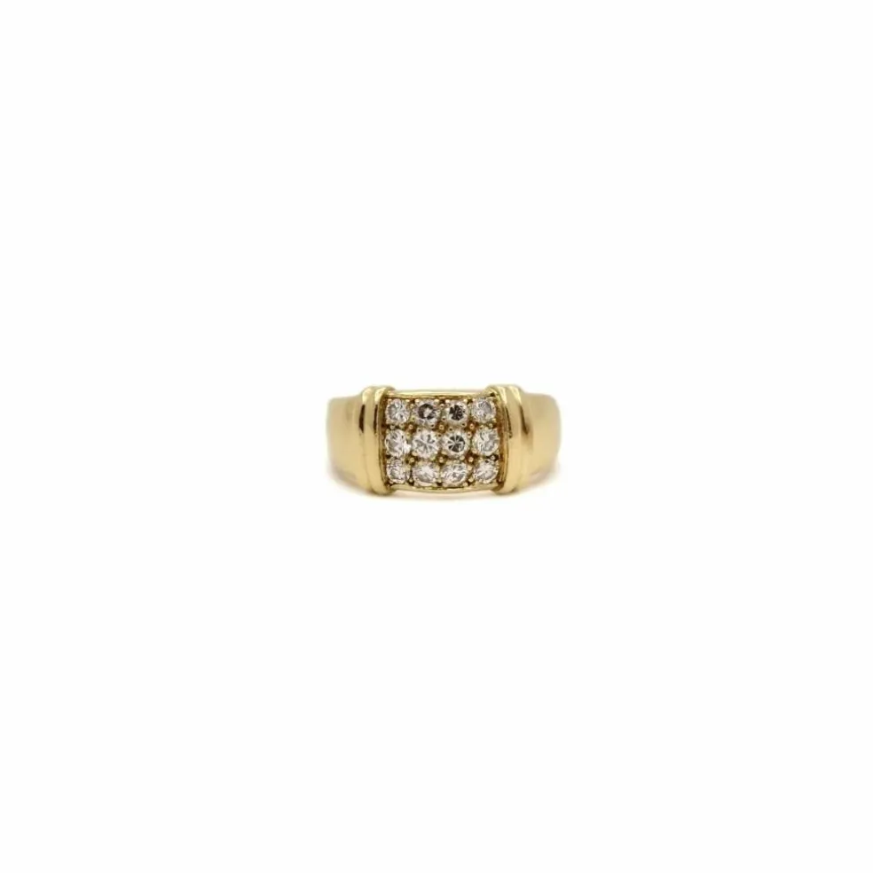 Bague bandeau or jaune pavage diamants