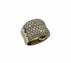 Bague Bandeau Or jaune Pavage Diamants