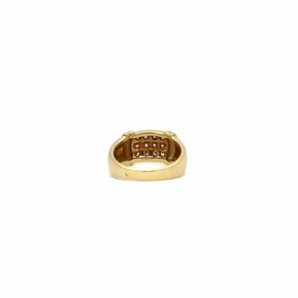 Bague bandeau or jaune pavage diamants