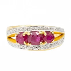 Bague Bandeau Or jaune Rubis